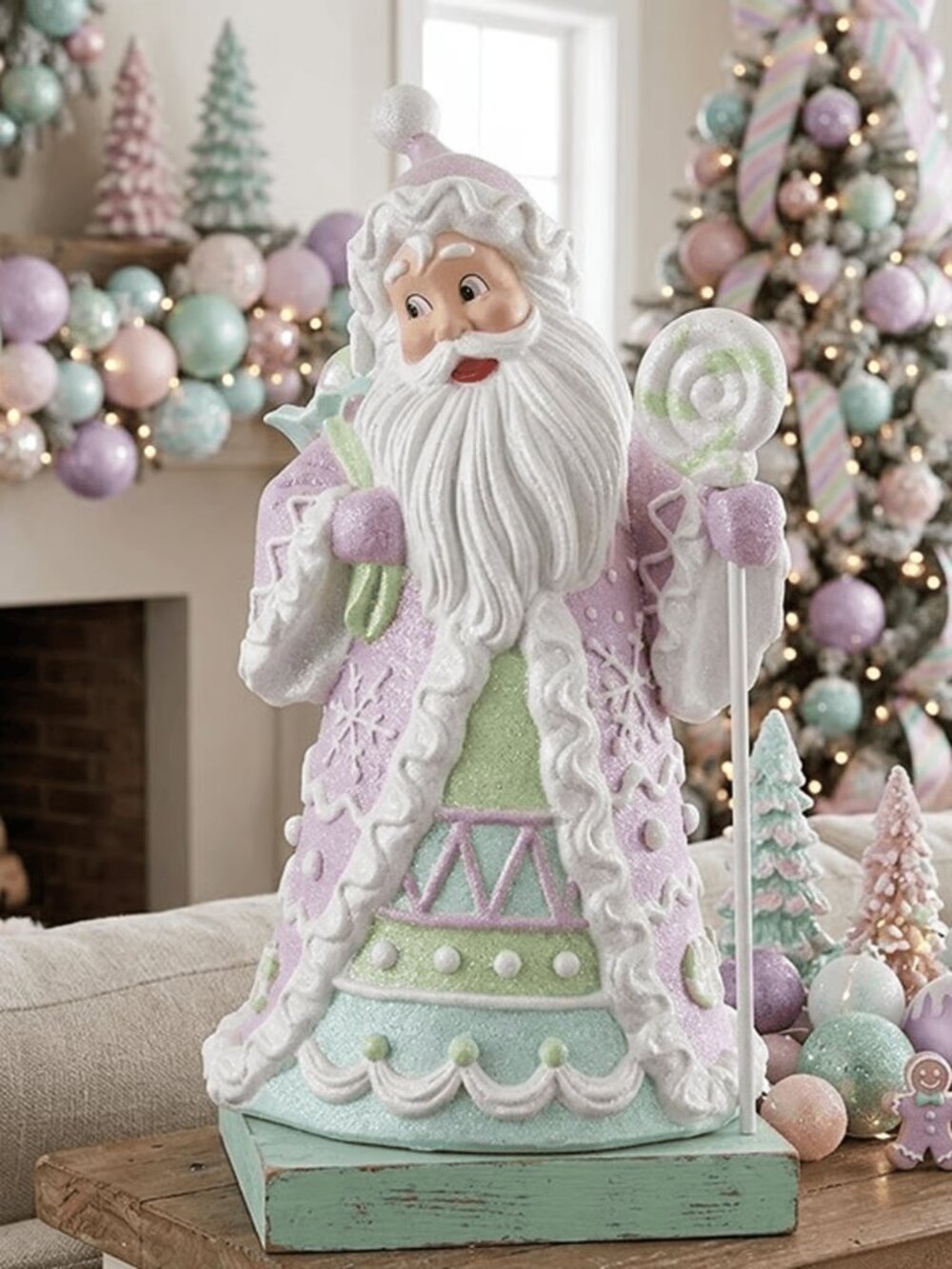 Regency 18 Inch Resin Candylicious Santa with Lollipop Christmas Home Decoration